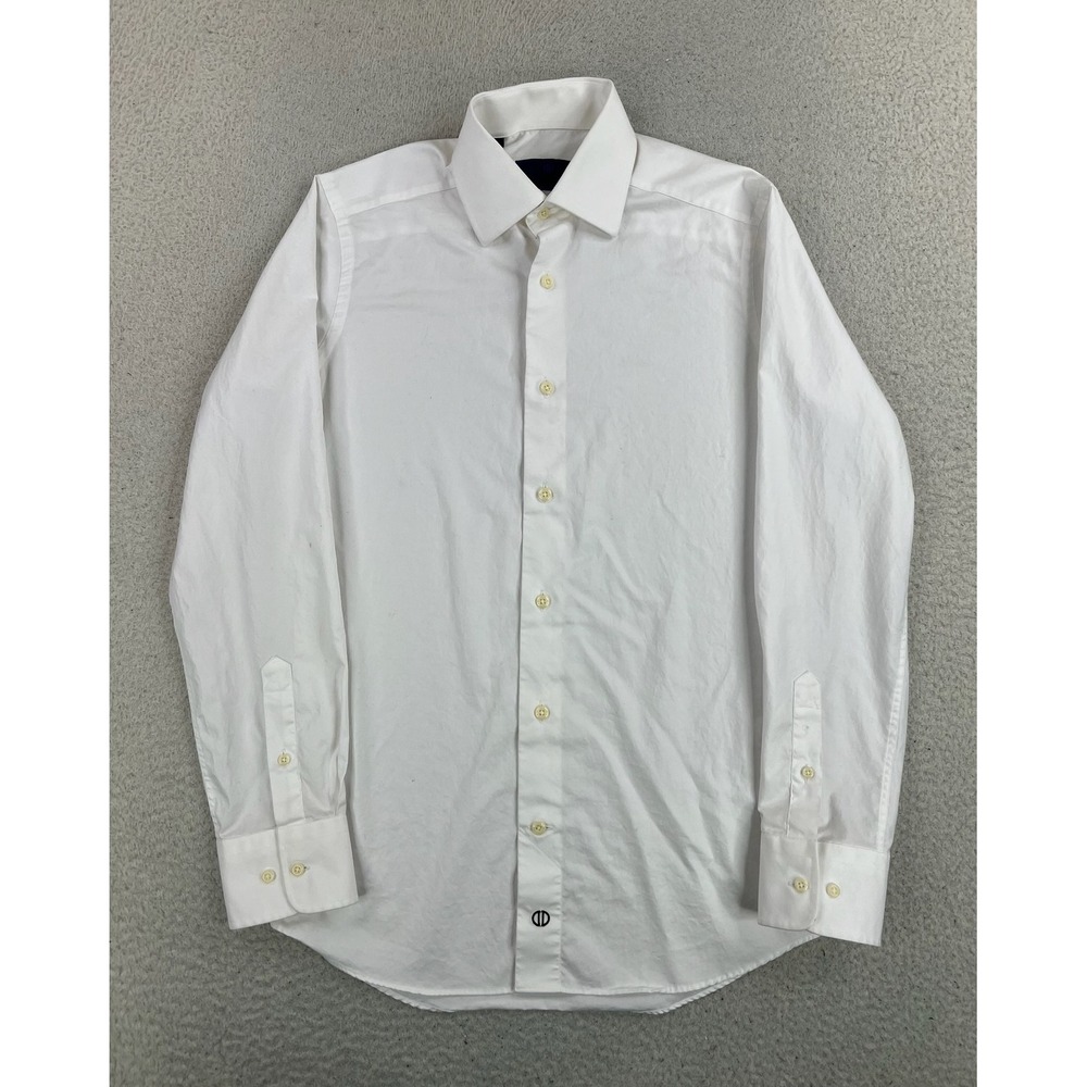 David Donahue Dress Shirt Mens 14.5 32/33 White Solid Slim Fit Cotton LS